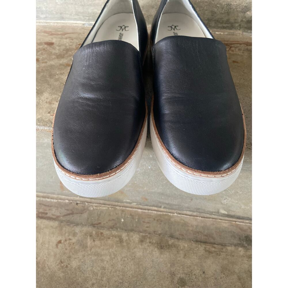 Johnston & Murphy black leather loafer style slip on sneaker with white outsole - Picture 4 of 7
